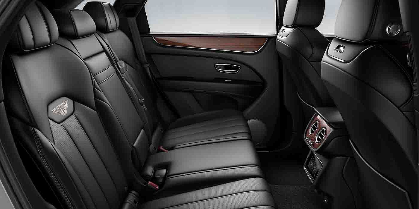 Bentley Gold Coast (Australia) Bentley Bentayga EWB interior view for rear passengers with Beluga black hide.