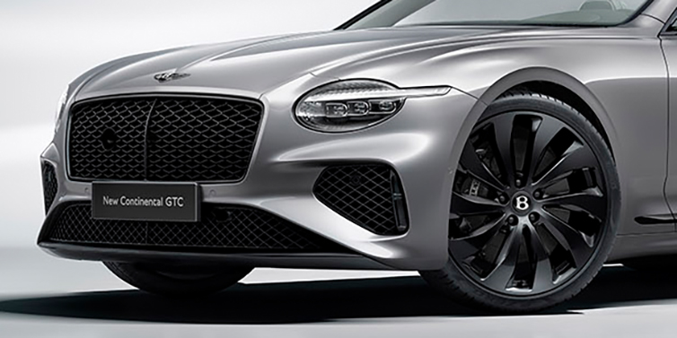 Bentley Gold Coast (Australia) New Bentley Continental GTC bonnet in Silverlake paint and Black Specification, featuring black 22 inch ten spoke wheels and black matrix grille and exterior finishes